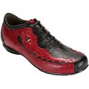 Belvedere Corona Crocodile/Lizard Sneakers With Eyes Black/Red