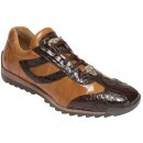 Belvedere Cello Caiman Crocodile / Eel Sneakers - Camel Brown