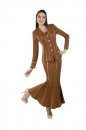 Odeliah Denim 8143 Beaded Edge Leather Piping 3pc Denim Suit
