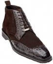 Belvedere "Modena" BRN Genuine Crocodile Skin / Suede Ankle Bo