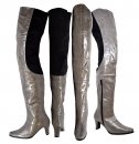 Peearge LB7060 Ladies Thigh High Boots Grey Leather