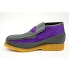 British Collection Checkers-Grey/Purple Leather/Suede Slip-ons