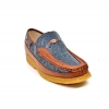 British Collection "Harlem"  Blue/Tan Ostrich Leather