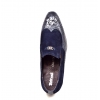 British Collection "Shiraz" Navy Croc Leather and Suede