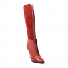 SoleMani Women's French  X-Slim 12"-13" Calf Red Leather Boot
