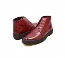 British Collection Burgundy Ostrich and Wingtip Leather