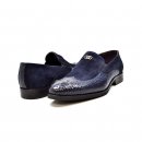 British Collection "Shiraz" Navy Croc Leather and Suede