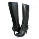 SoleMani Women's Rochelle Black Leather 12" calf size