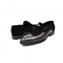 British Collection "Shiraz" Black Croc Leather and Suede