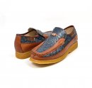 British Collection "Harlem" Blue/Tan Ostrich Leather