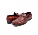 British Collection "Capitan" Bordeaux Ostrich Leather Slip-on