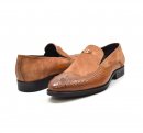 British Collection "Shiraz" Tan Croc Leather and Suede