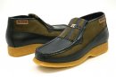 British Collection Apollo-Black and Green Leather/Suede Slip-on