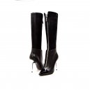 SoleMani Women's French X-Slim 12"-13" Calf Black Leather Boot