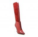 SoleMani Women's French X-Slim 12"-13" Calf Red Leather Boot