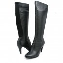 SoleMani Women's Ana Black Leather 12" calf size