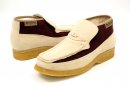 British Collection Checkers-Beige/Burgundy Suede Slip-ons