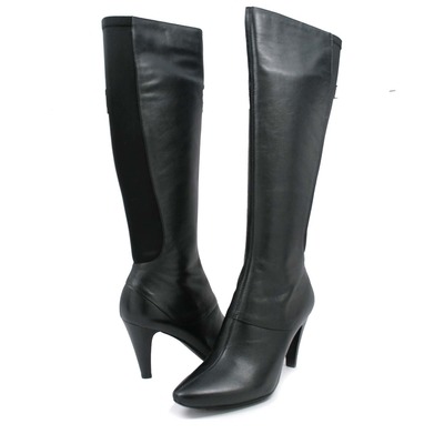 SoleMani Women's Ana Black Leather 12" calf size
