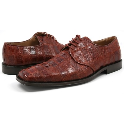 David Eden Men's Trek Patchwork Ostrich Leg Leather Cognac