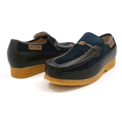 British Collection Power Old School Slip On Navy/Brown Shoes