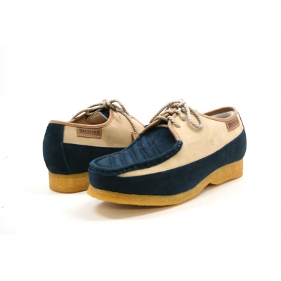 British Collection Crown-Navy/Beige Leather Suede