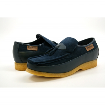 British Collection King Old School Slip On Navy Leather Suede