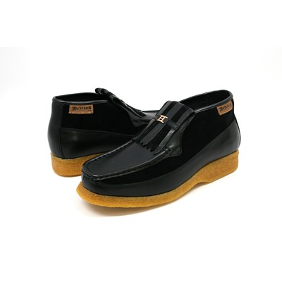 British Collection Apollo-Black and Black Leather/Suede Slip-on
