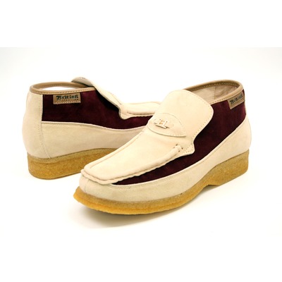 British Collection Checkers-Beige/Burgundy Suede Slip-ons