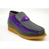 British Collection Checkers-Grey/Purple Leather/Suede Slip-ons