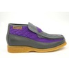 British Collection Checkers-Grey/Purple Leather/Suede Slip-ons