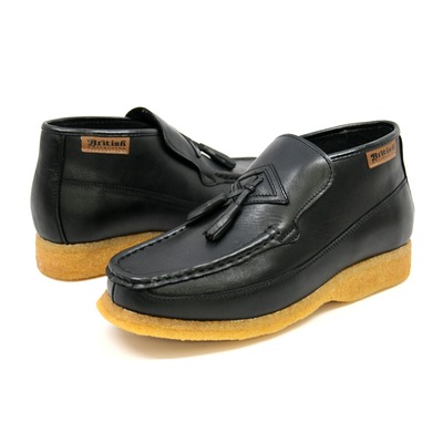 British Collection Classic-Black Leather Slip-on with Tassle