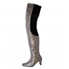 Peearge LB7060 Ladies Thigh High Boots Grey Leather