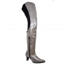 Peearge LB7060 Ladies Thigh High Boots Grey Leather