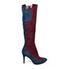 SoleMani Women's Aviva X-Slim 12"-13" Calf Plum/Navy Suede