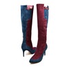 SoleMani Women's Aviva X-Slim 12"-13" Calf Plum/Navy Suede