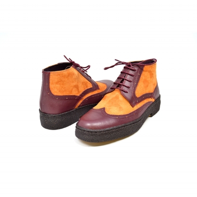 British Collection Wingtip Two-Tone Burg Leather/Rust Suede