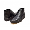 British Collection Black Ostrich and Wingtip Leather