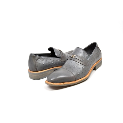 British Collection "Dolche" Gray Ostrich Leather