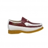 British Collection "Harlem"  Burgundy/White Ostrich Leather