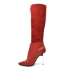 SoleMani Women's French  X-Slim 12"-13" Calf Red Leather Boot