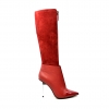 SoleMani Women's French  X-Slim 12"-13" Calf Red Leather Boot