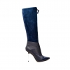 SoleMani Women's French  X-Slim 12"-13" Calf Navy Leather Boot