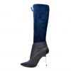 SoleMani Women's French  X-Slim 12"-13" Calf Navy Leather Boot