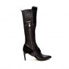 SoleMani Women's "Lucky" Black Leather Narrow calf