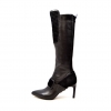 SoleMani Women's "Lucky" Black Leather Narrow calf